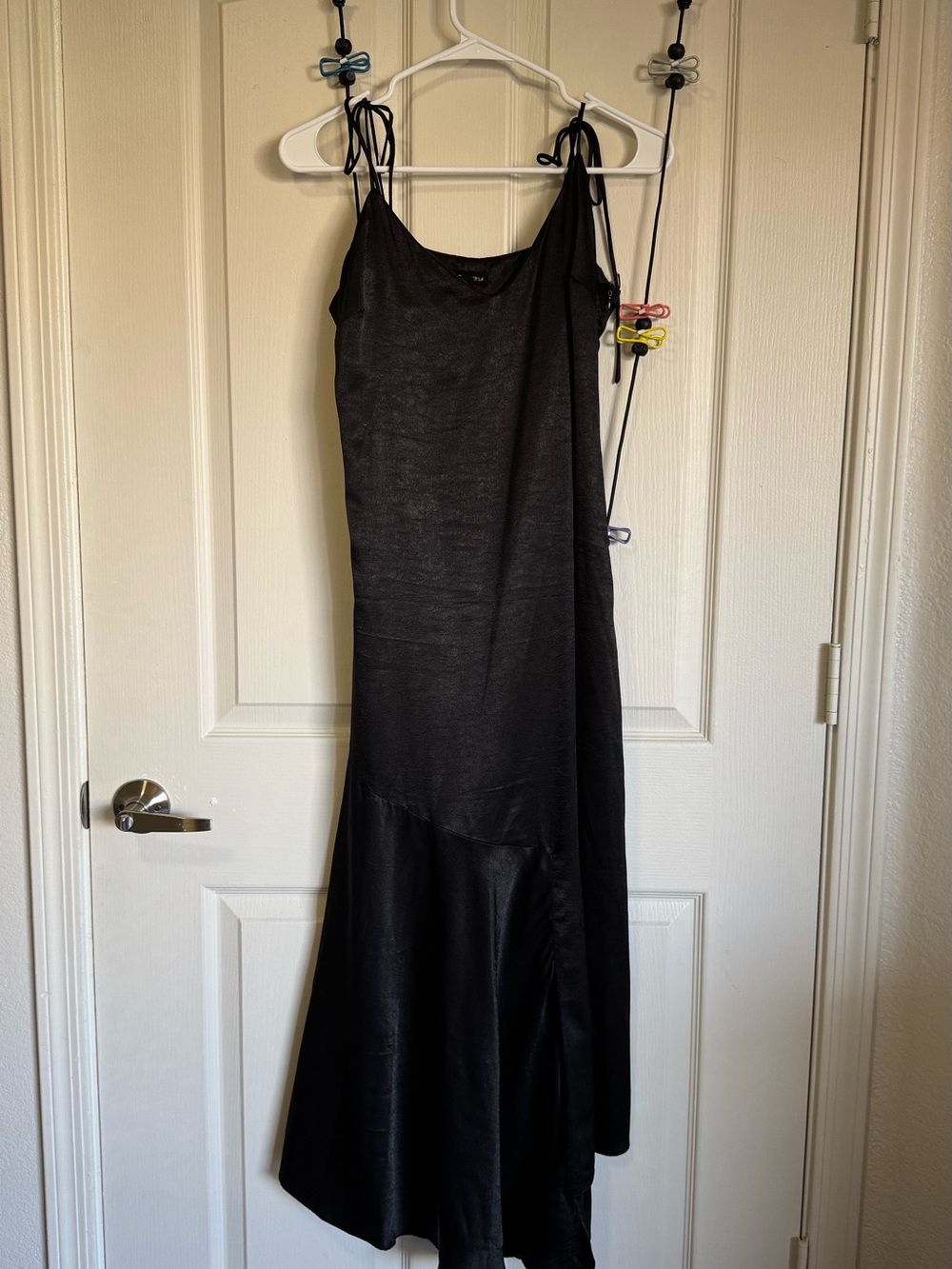 Cotton Candy Black Slip Dress with Tie Straps